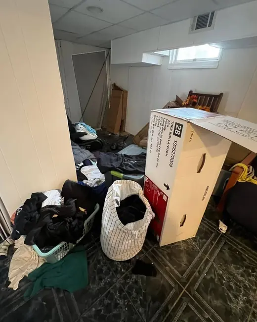 A basement before cleaning