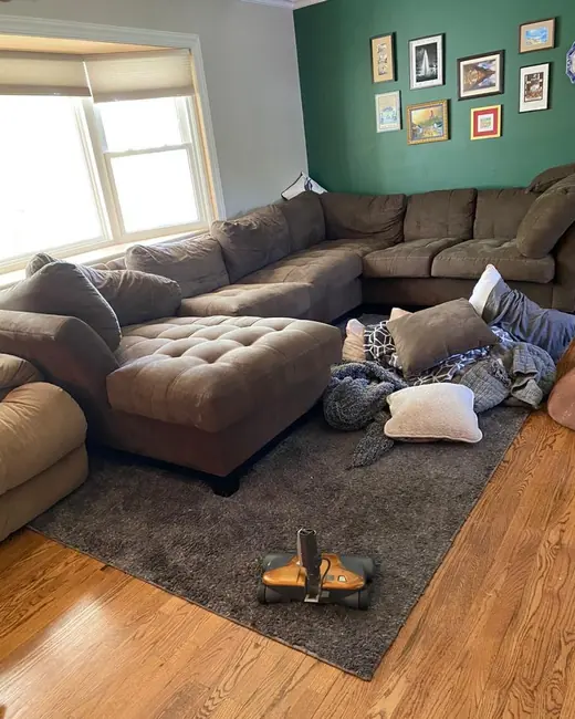 A living room before cleaning